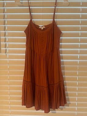 Spaghetti Strap Mini Dress in Rust